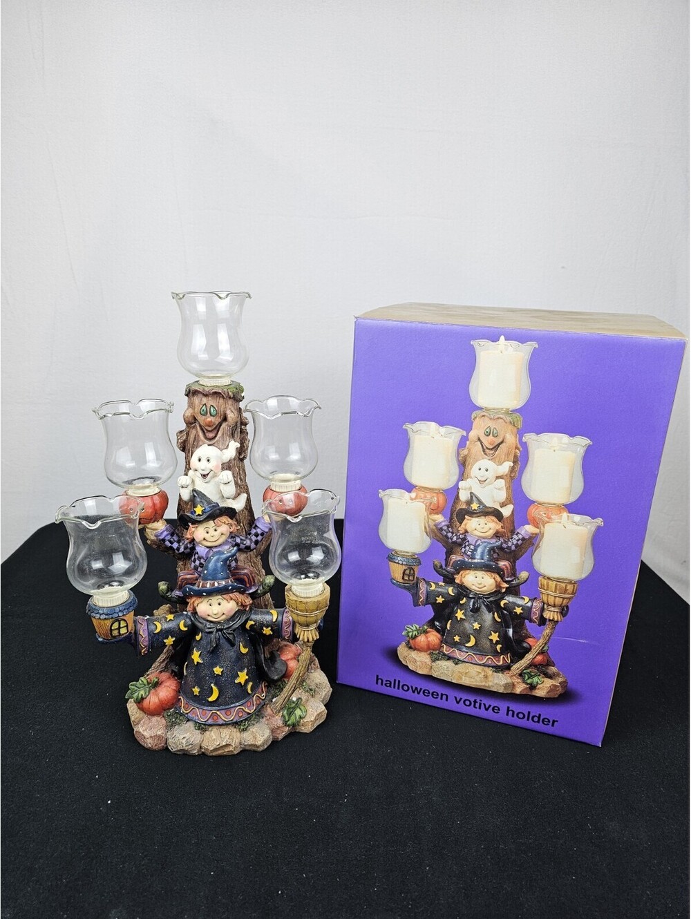 Trick N' Treats Halloween Votive Holder 5-Cup 14-inch Candelabra Halloween Decor